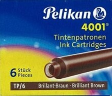 Короткі картриджі з коричневою ручкою 6 шт PELIKAN PN311928