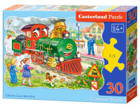 30 штук головоломки, контур зеленого локомотива CASTORLAND B-03433