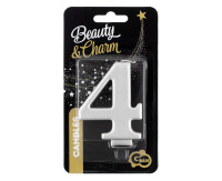 Свічка номер 4, срібний метал, 8, 0 см PF-SCS4