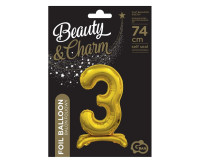 B&amp;C фольгована повітряна куля стоячи номер 3, золото, 74 см BC-ASZ3