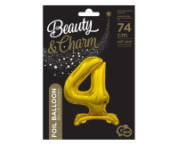 B&amp;C фольгована повітряна куля стоячи номер 4, золото, 74 см BC-ASZ4