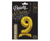 B&amp;C фольгована повітряна куля стоячи номер 9, золото, 74 см BC-ASZ9