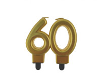 Свічка номер 60 ДЕНЬ НАРОДЖЕННЯ, золото, металік, B&amp;C, 8 см
