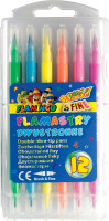 Двосторонні ручки „Brush&amp;Fine” 12 кольорів Flamingo PG**