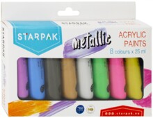 Фарби акрилові 8 кольорів 25мл металік STARPAK 484980