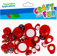 Декоративне оздоблення самоклеючий дерев'яний Ladybug mix CRAFT WITCH FUN 501442