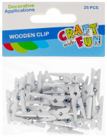 Дерев'яні скріпки білі 250 мм CRAFT WITH FUN 501484