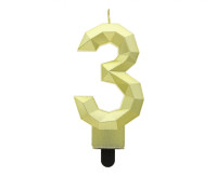 Свічка на день народження номер 3 Diamond Metallic Gold Party GODAN PF-SDZ3