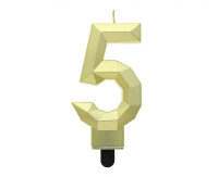 Свічка на день народження номер 5 Diamond Metallic Gold Party GODAN PF-SDZ5