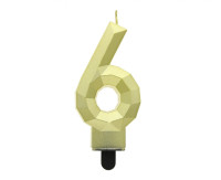 Свічка на день народження номер 6 Diamond Metallic Gold Party GODAN PF-SDZ6