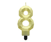 Свічка на день народження номер 8 Diamond Metallic Gold Party GODAN PF-SDZ8