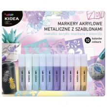 Металік акриловий маркер 10 кольорів з шаблоном Kidea DERFORM MAM10KSKA