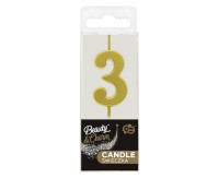 Свічка на день народження номер 3 Metallic Gold Party GODAN BH-SPZ3