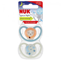 NUK Силіконова заспокійлива соска 6-18м Space Night Blue/White Op.2 шт. 10736619