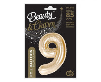 Фольгована повітряна куля 85 см номер 9 шампанське Party GODAN CH-B8H9
