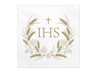 Серветки для причастя IHS, 33х33 см, золото
