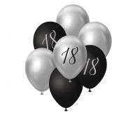 B&amp;C Срібло і чорний повітряна куля Букет "18", 7 шт.