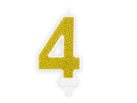Свічка на день народження Номер 4, Золото, 7см (1 о /1 ш