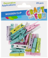 Дерев'яні скріпки кольорові пастельні 25 шт 3, 5 см CRAFT WITH FUN 555404