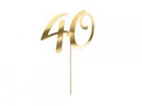 Торт топпер "40", золото, 20.5см