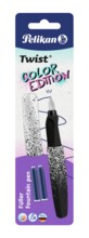 PELIKAN TWIST COLOR EDITION авторучка сталь. М білий і чорний + патрони