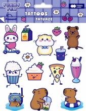 СМАЧНІ ТАТУЮВАННЯ, які можна прати, Capybara talk 150x200 мм, щасливий колір