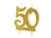 Свічка на день народження номер 50, золото 7, 5см