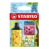 Хайлайтер міні 3 кольори Animal Vibes case STABILO 07/03-73