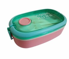 Коробка для сніданку Aqua Pure + Рожеві/м'ятні столові прибори ASTRA 511025057